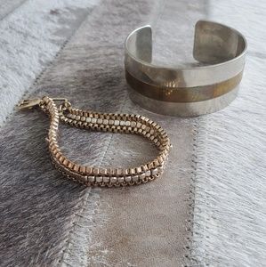 2 for 1! Vintage and mesh two tone bracelets